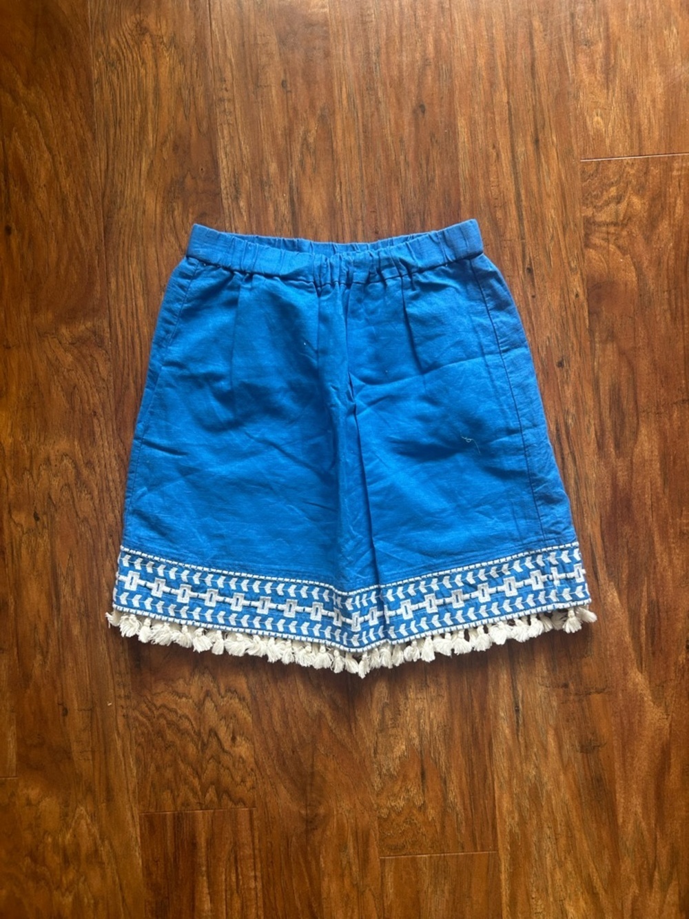 J. Crew Royal Blue Mini Skirt with White Tassel Trim in XXS